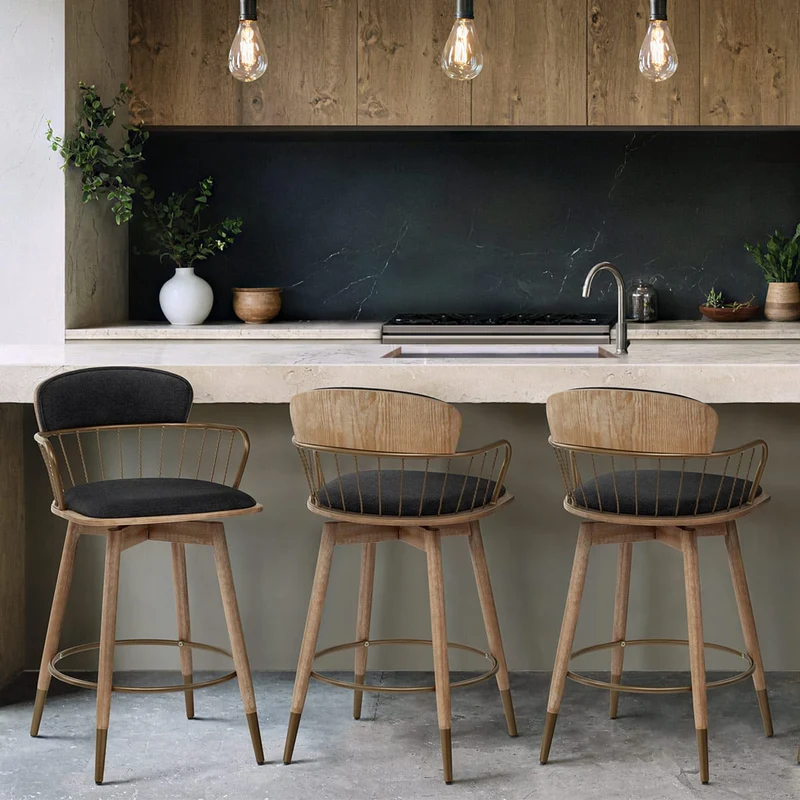 Tabouret Tissu Bois - Opera Noir