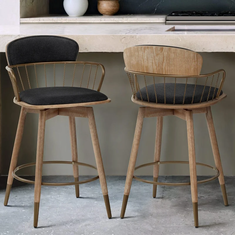 Tabouret Tissu Bois - Opera Noir