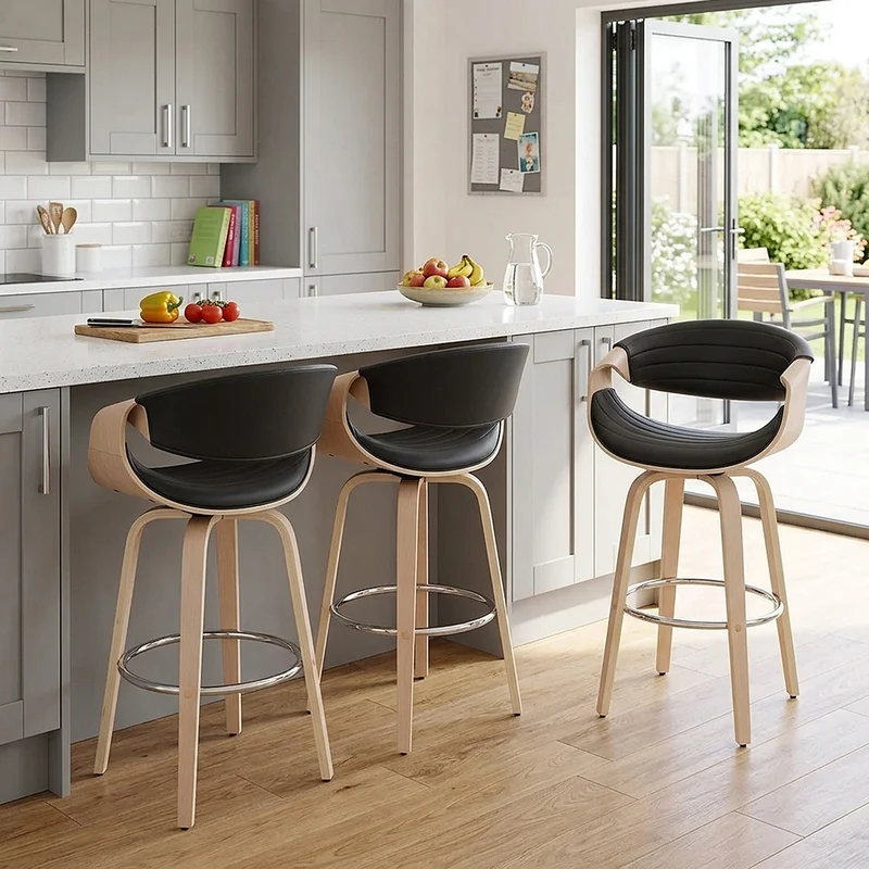 Tabouret de Bar Faux Cuir - Jefferson Noir
