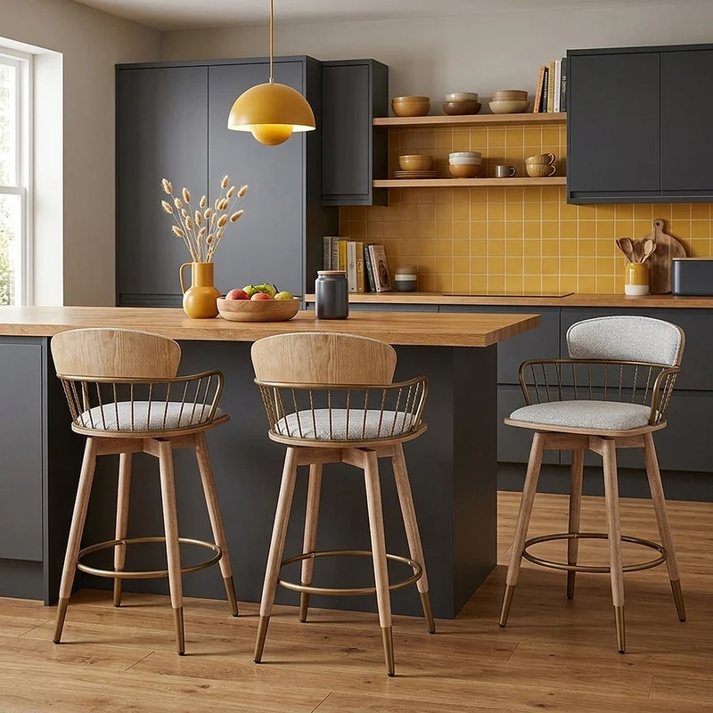 Tabouret Tissu Bois - Opera Gris