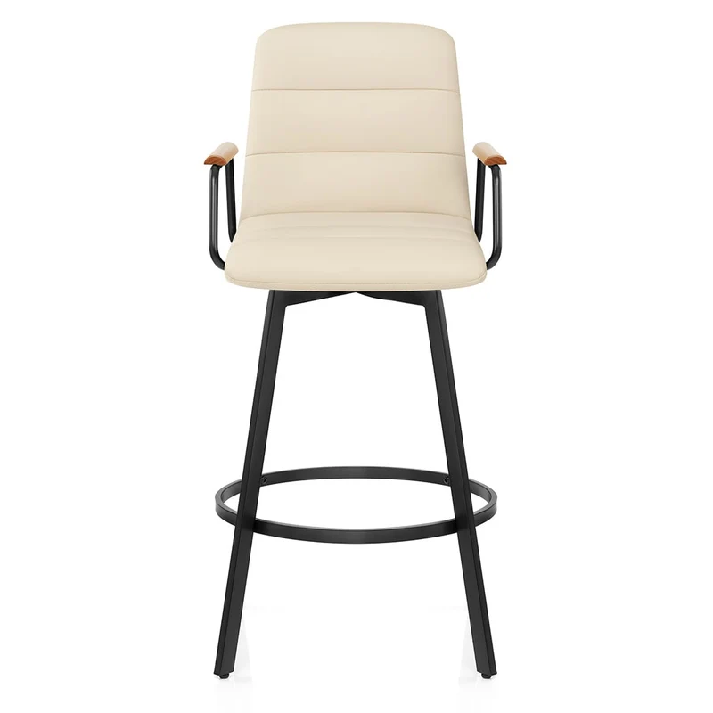 Tabouret Faux Cuir Chene - Marco Crème
