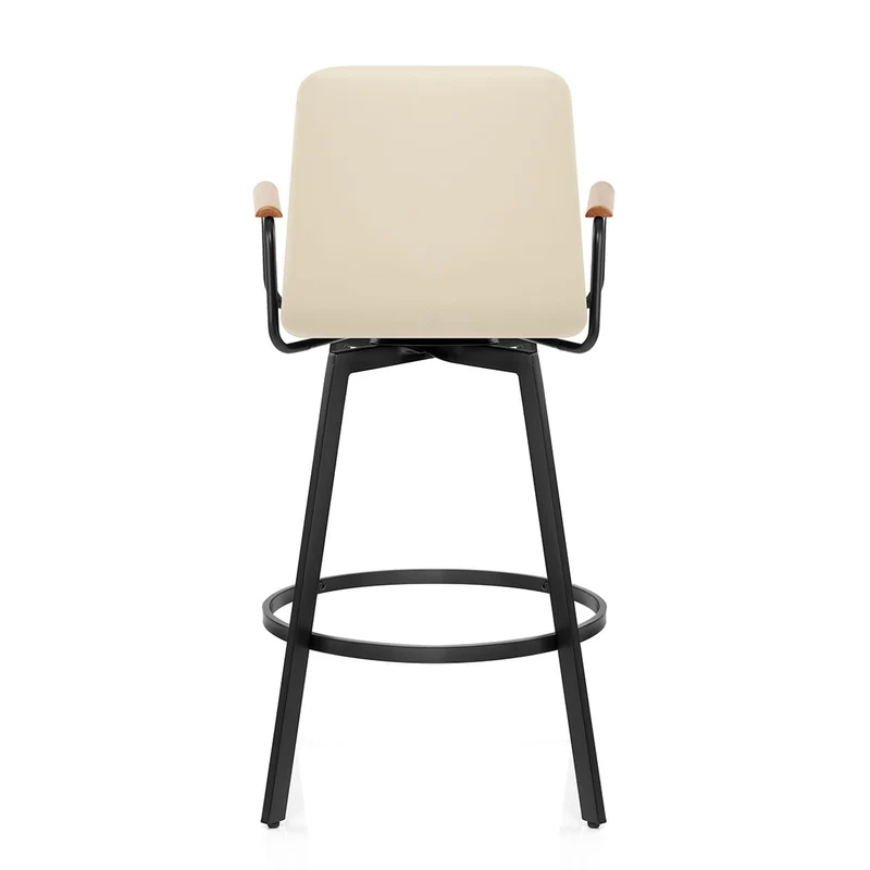 Tabouret Faux Cuir Chene - Marco Crème