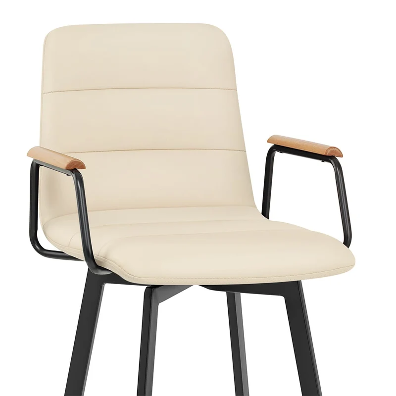 Tabouret Faux Cuir Chene - Marco Crème