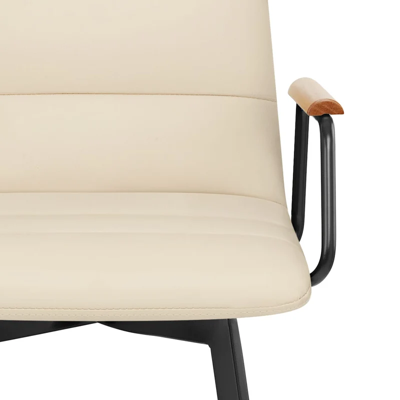 Tabouret Faux Cuir Chene - Marco Crème