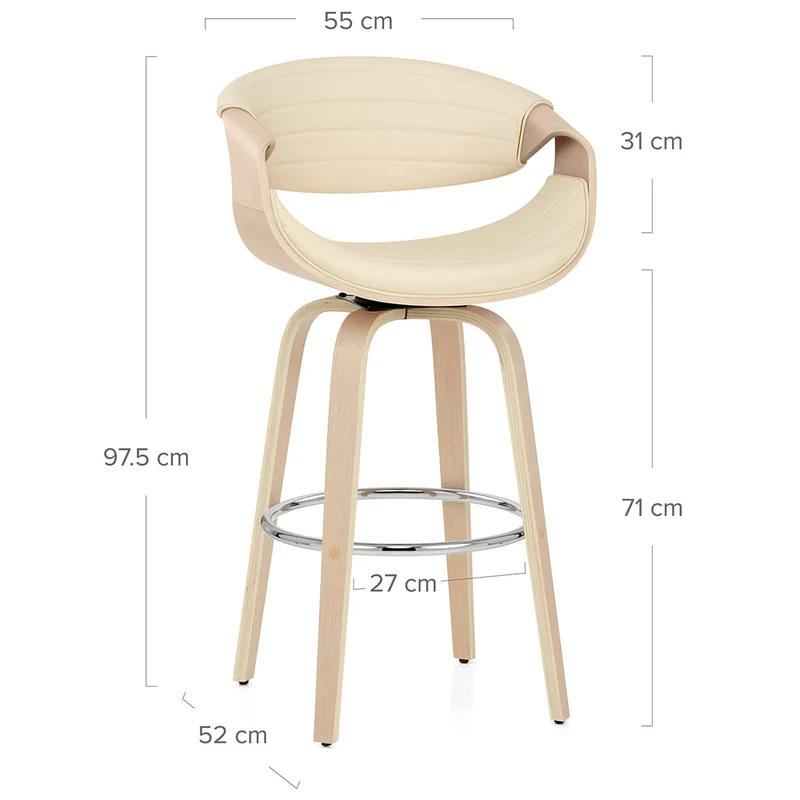Tabouret de Bar Faux Cuir - Jefferson Crème