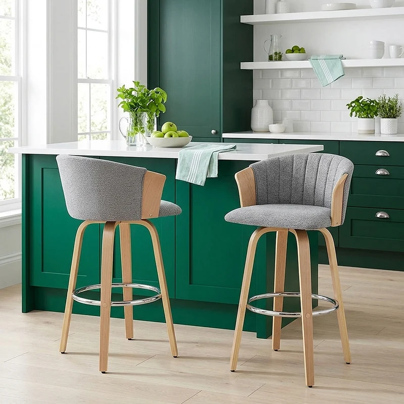 Tabouret de bar Tissu - Coral Gris Foncé