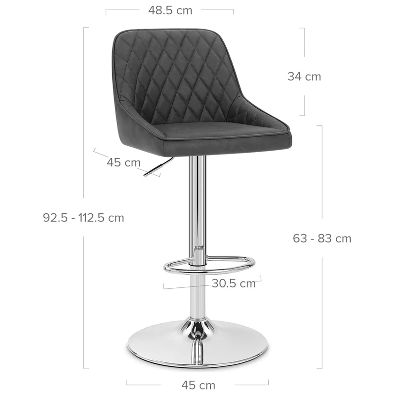 Tabouret Faux Cuir - Darwin Gris Foncé