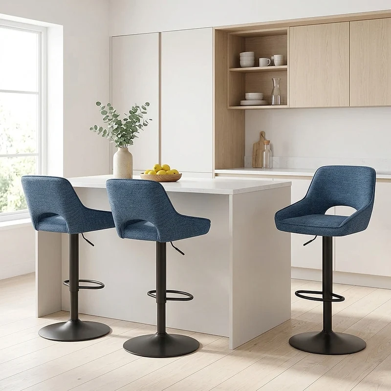 Tabouret de Bar Tissu - Paris Bleu