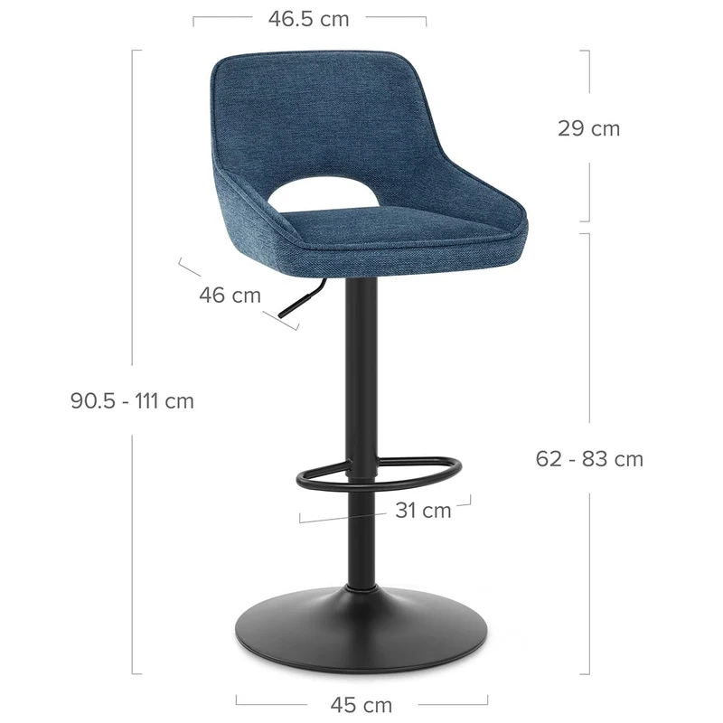 Tabouret de Bar Tissu - Paris Bleu