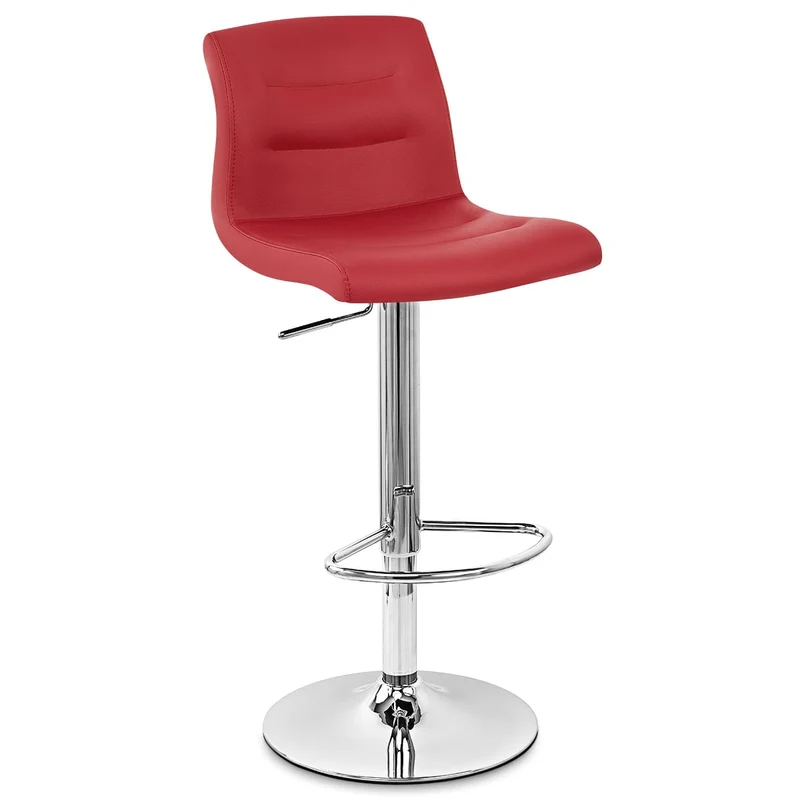 Chaise de Bar Faux Cuir Chrome - Paradis Rouge