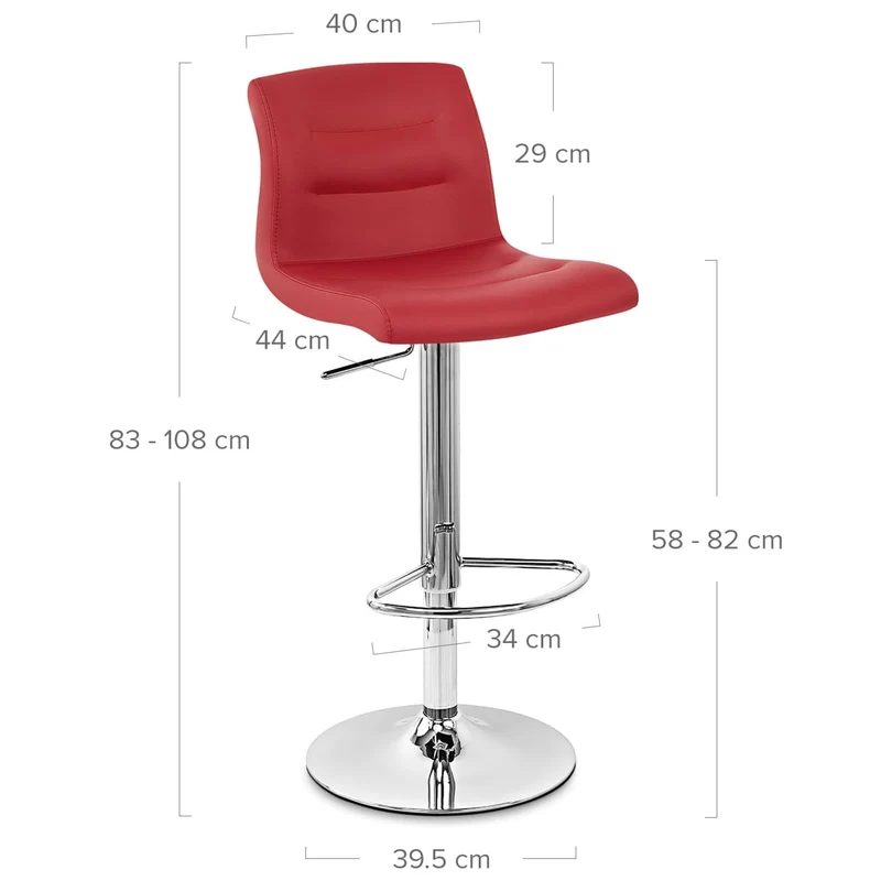 Chaise de Bar Faux Cuir Chrome - Paradis Rouge