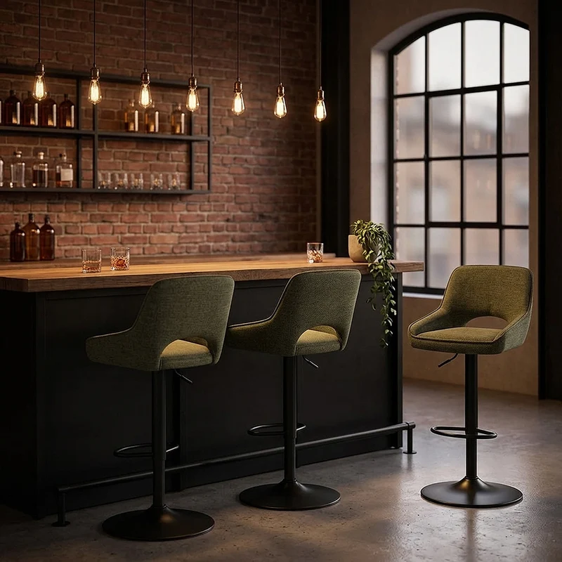 Tabouret de Bar Tissu - Paris Vert