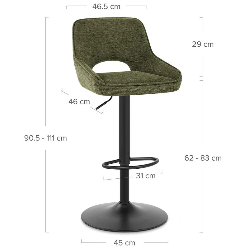 Tabouret de Bar Tissu - Paris Vert