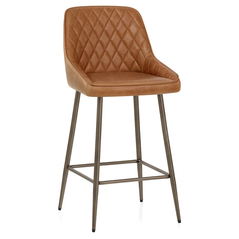 Tabouret de Bar Cuir Véritable - Brisbane Marron