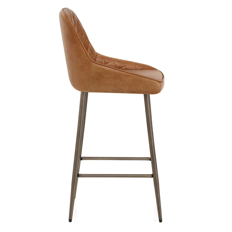 Tabouret de Bar Cuir Véritable - Brisbane Marron