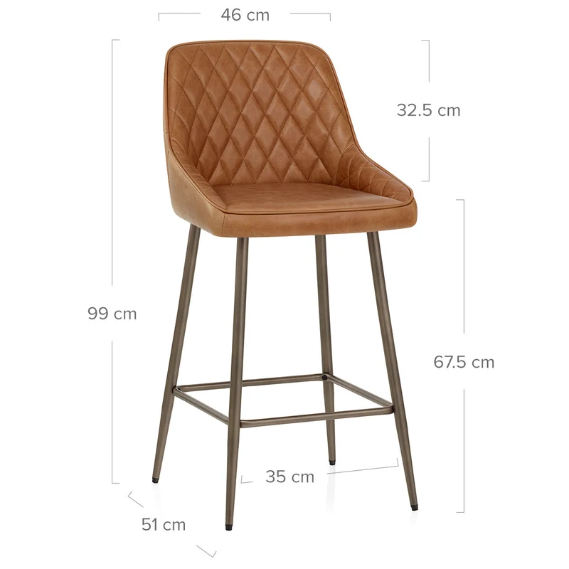 Tabouret de Bar Cuir Véritable - Brisbane Marron