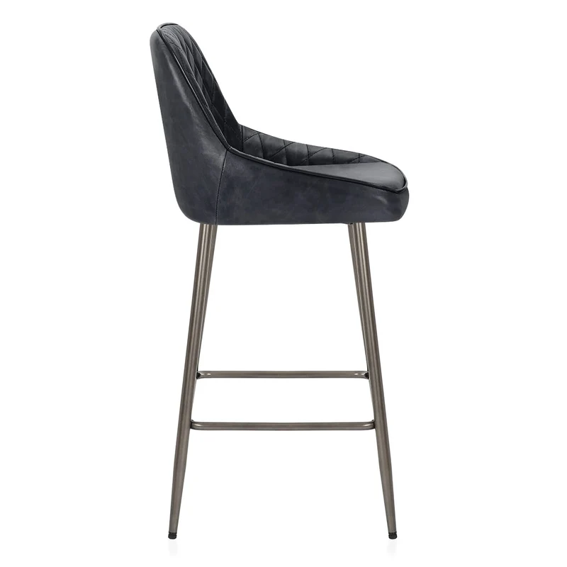 Tabouret de Bar Cuir Véritable - Brisbane Gris Foncé