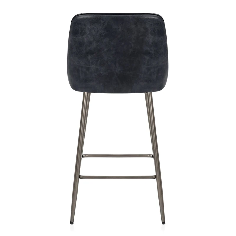 Tabouret de Bar Cuir Véritable - Brisbane Gris Foncé