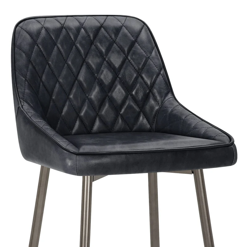 Tabouret de Bar Cuir Véritable - Brisbane Gris Foncé