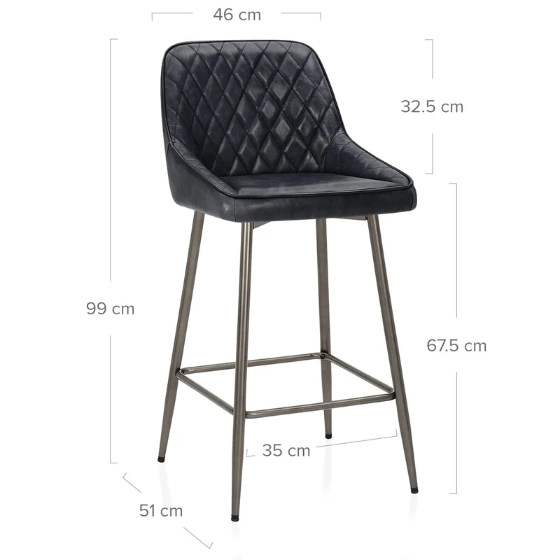 Tabouret de Bar Cuir Véritable - Brisbane Gris Foncé