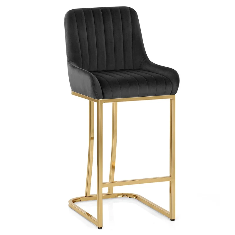 Tabouret de Bar Velours - Paget Noir