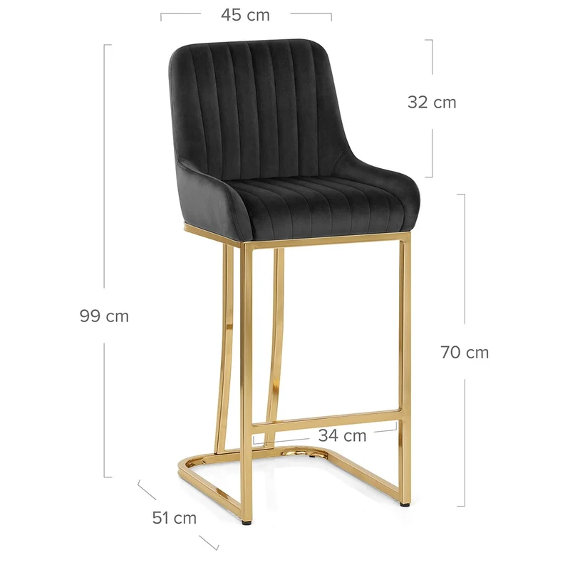 Tabouret de Bar Velours - Paget Noir
