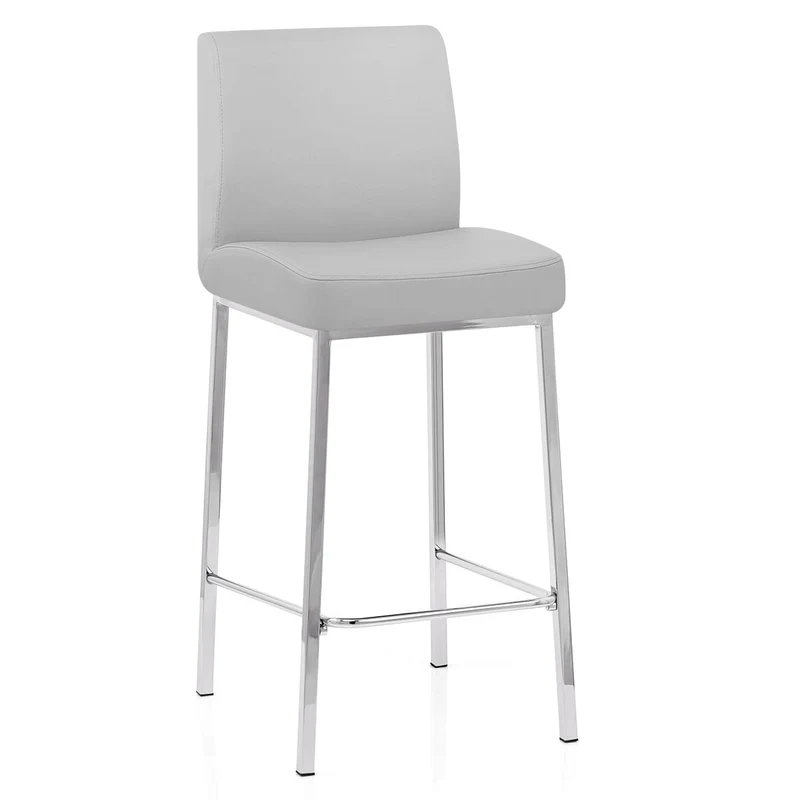 Tabouret Faux Cuir Chrome - Pacino Gris