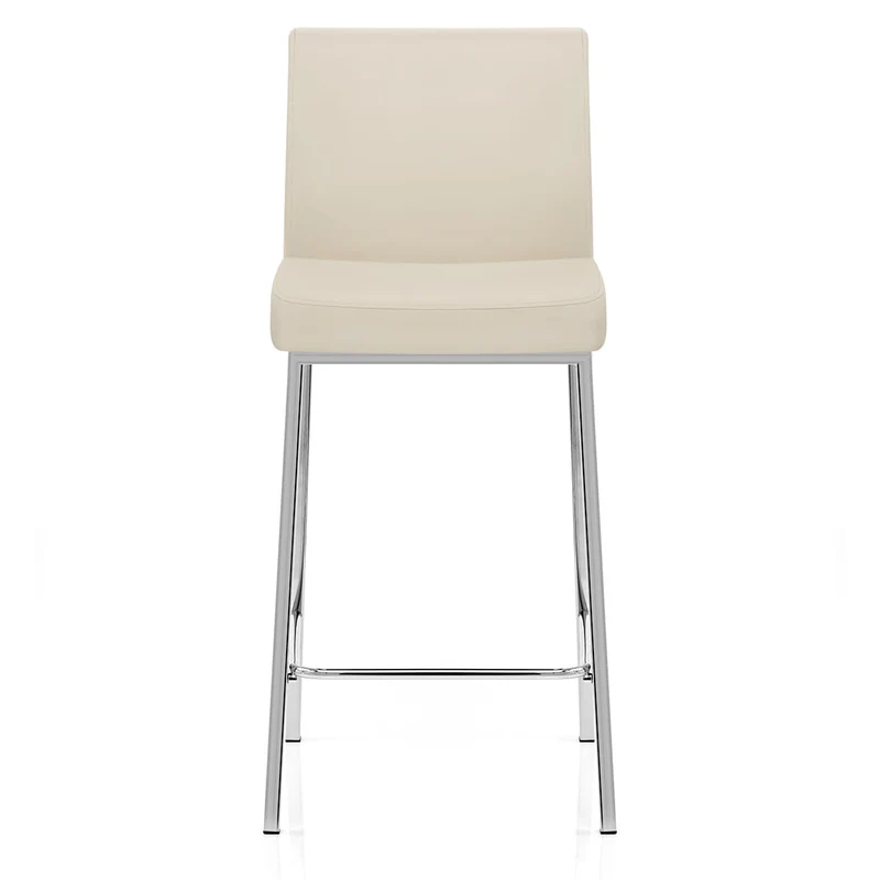 Tabouret Faux Cuir Chrome - Pacino Crème