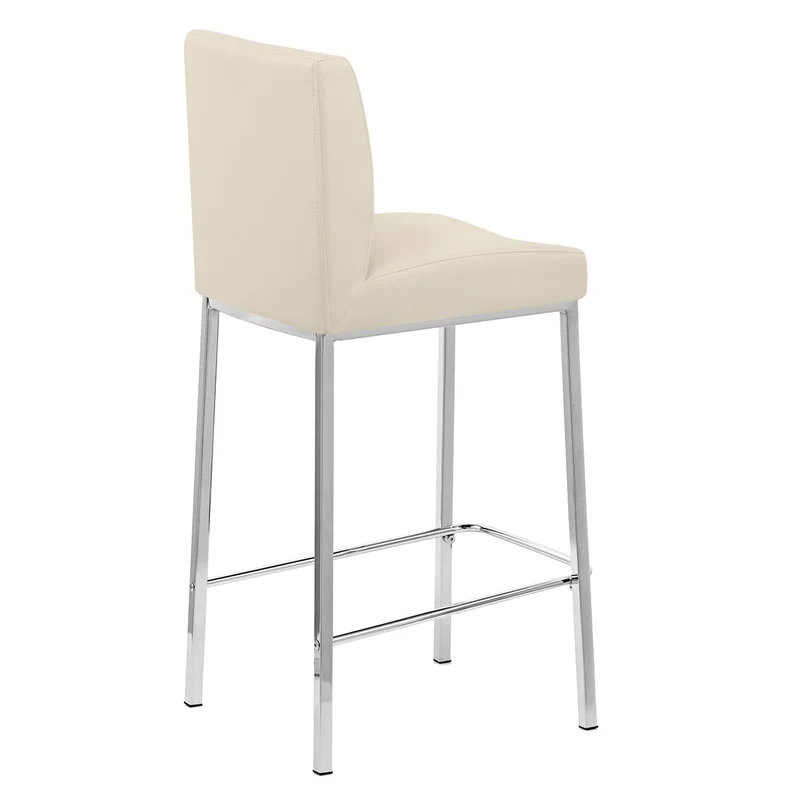 Tabouret Faux Cuir Chrome - Pacino Crème