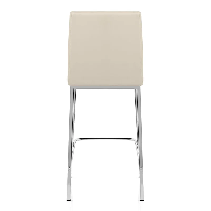 Tabouret Faux Cuir Chrome - Pacino Crème