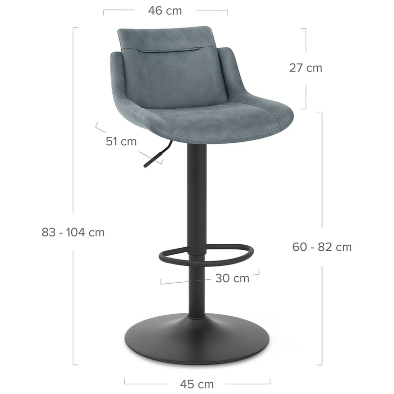 Tabouret de Bar Faux Cuir - Pablo Bleu