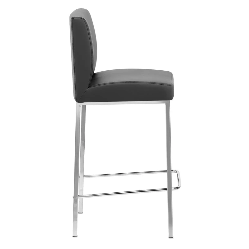 Tabouret Faux Cuir Chrome - Pacino Noir