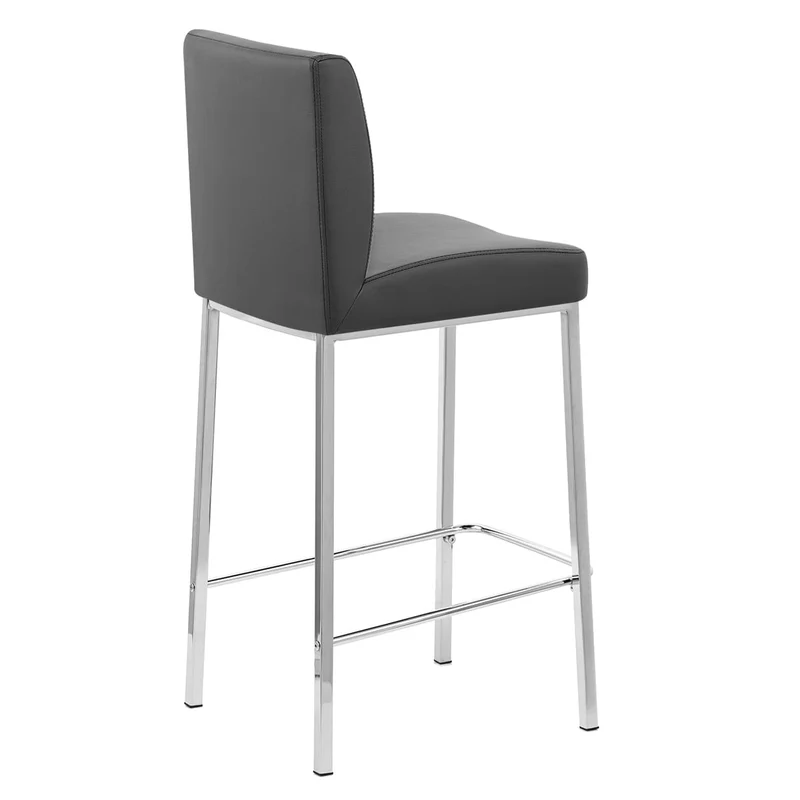 Tabouret Faux Cuir Chrome - Pacino Noir