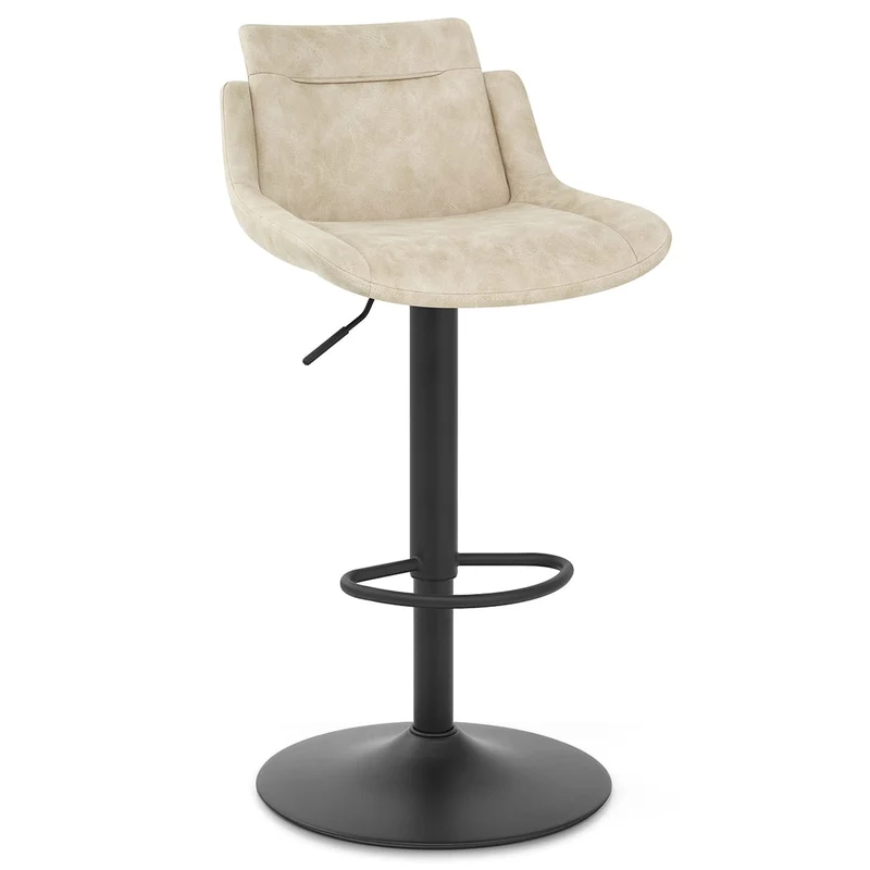 Tabouret de Bar Faux Cuir - Pablo Crème