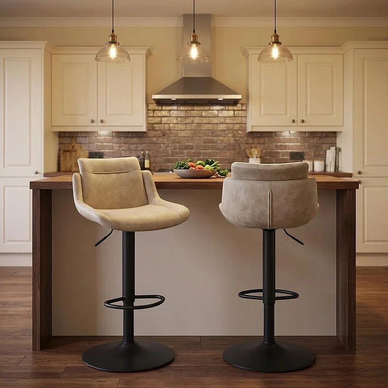 Tabouret de Bar Faux Cuir - Pablo Crème