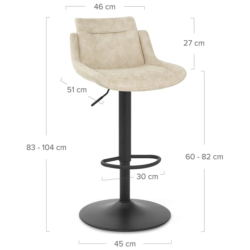 Tabouret de Bar Faux Cuir - Pablo Crème