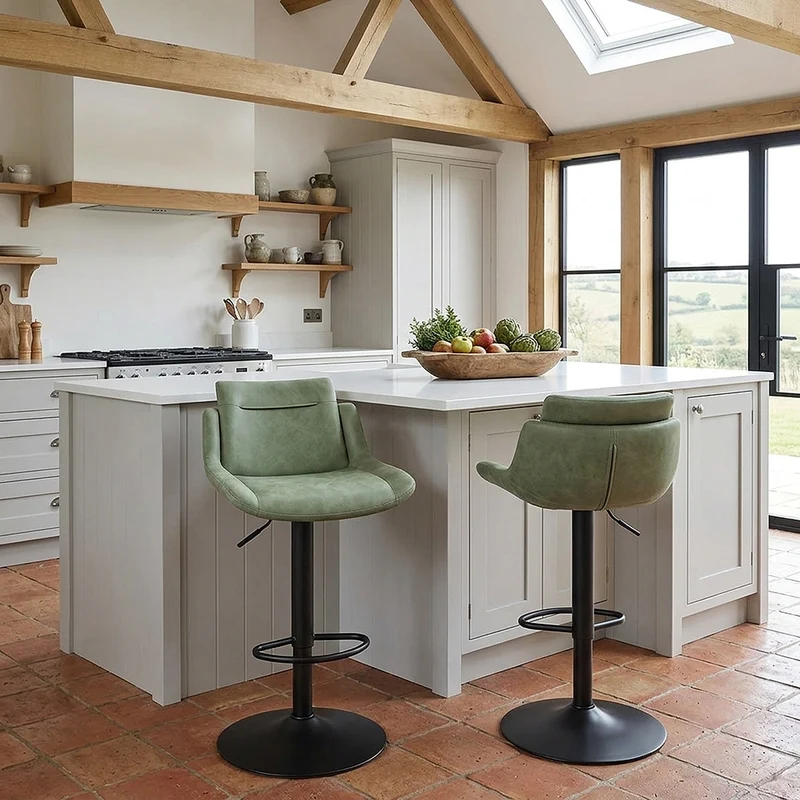 Tabouret de Bar Faux Cuir - Pablo Vert