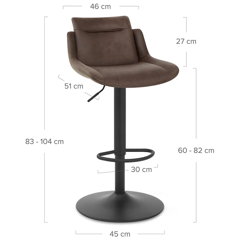 Tabouret de Bar Faux Cuir - Pablo Marron