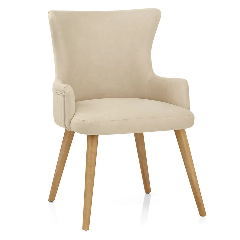 Chaise Faux Cuir Bois - Diablo Crème