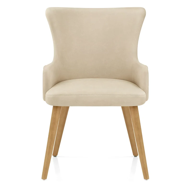 Chaise Faux Cuir Bois - Diablo Crème