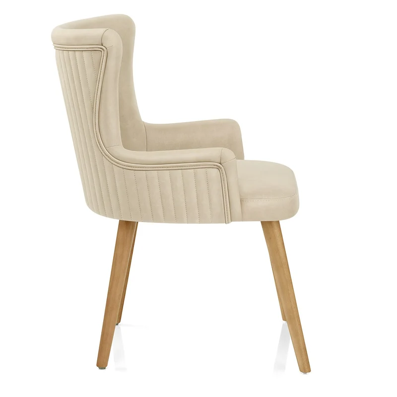 Chaise Faux Cuir Bois - Diablo Crème