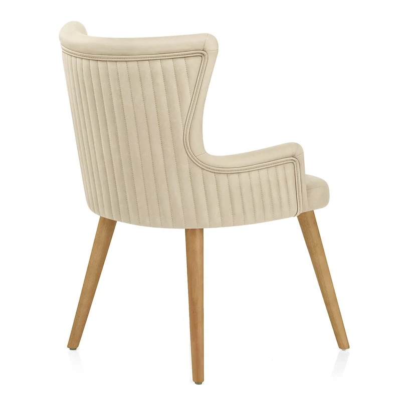 Chaise Faux Cuir Bois - Diablo Crème