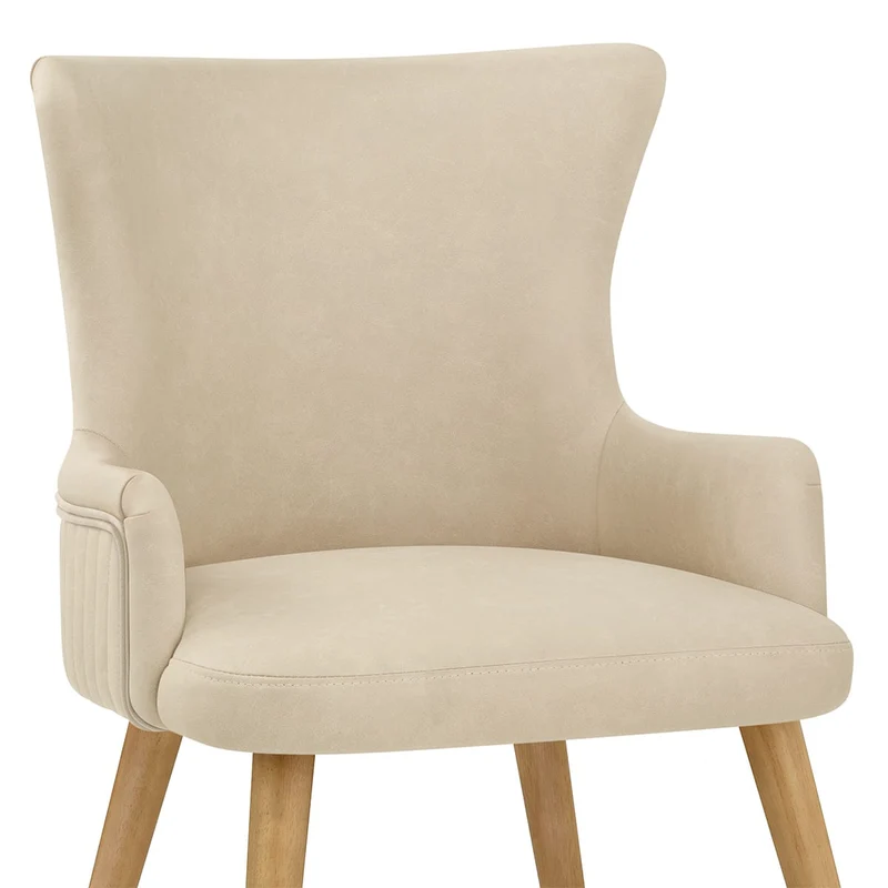 Chaise Faux Cuir Bois - Diablo Crème