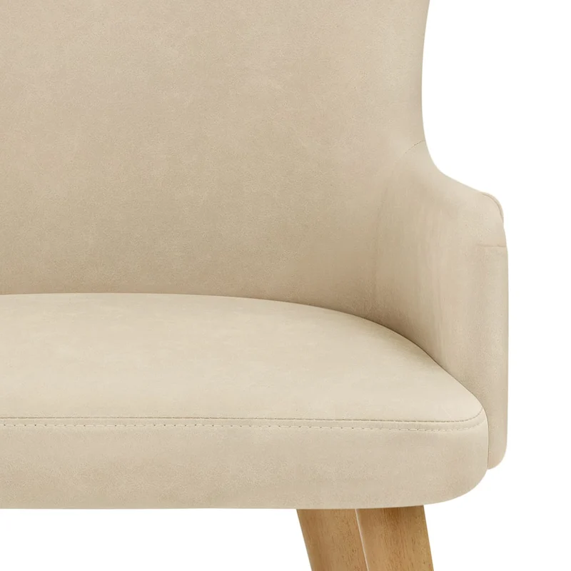 Chaise Faux Cuir Bois - Diablo Crème