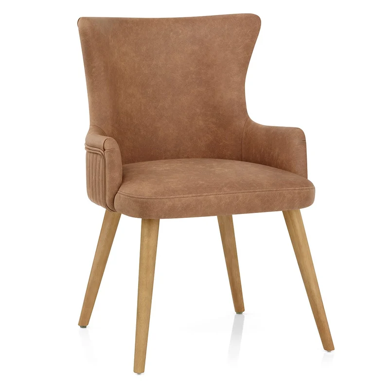 Chaise Faux Cuir Bois - Diablo Marron