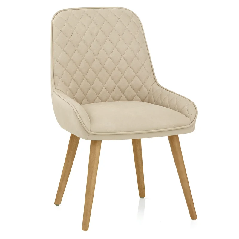 Chaise Faux Cuir Bois - Azure Crème