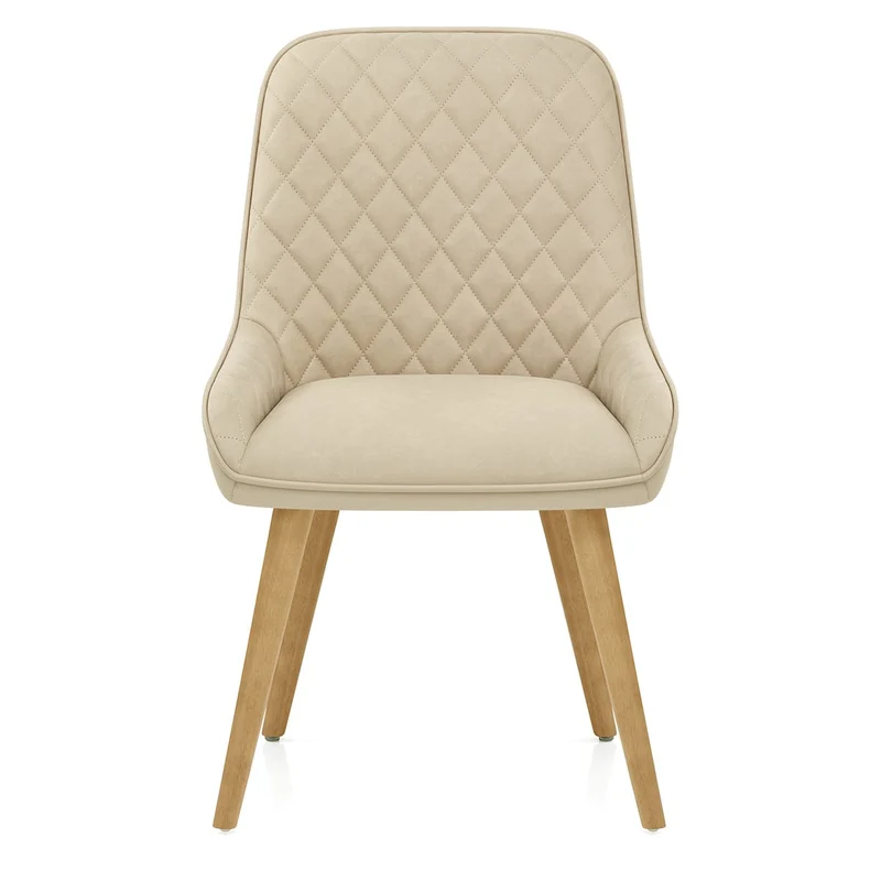 Chaise Faux Cuir Bois - Azure Crème