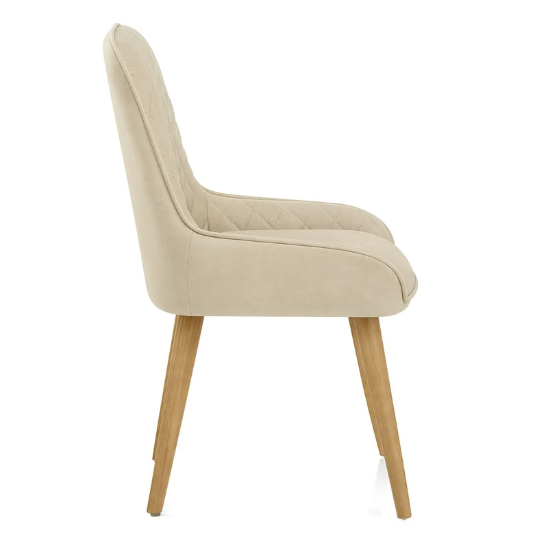 Chaise Faux Cuir Bois - Azure Crème