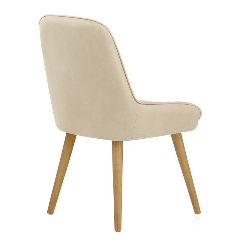 Chaise Faux Cuir Bois - Azure Crème
