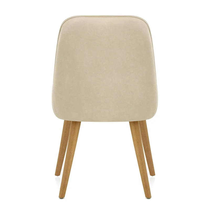 Chaise Faux Cuir Bois - Azure Crème